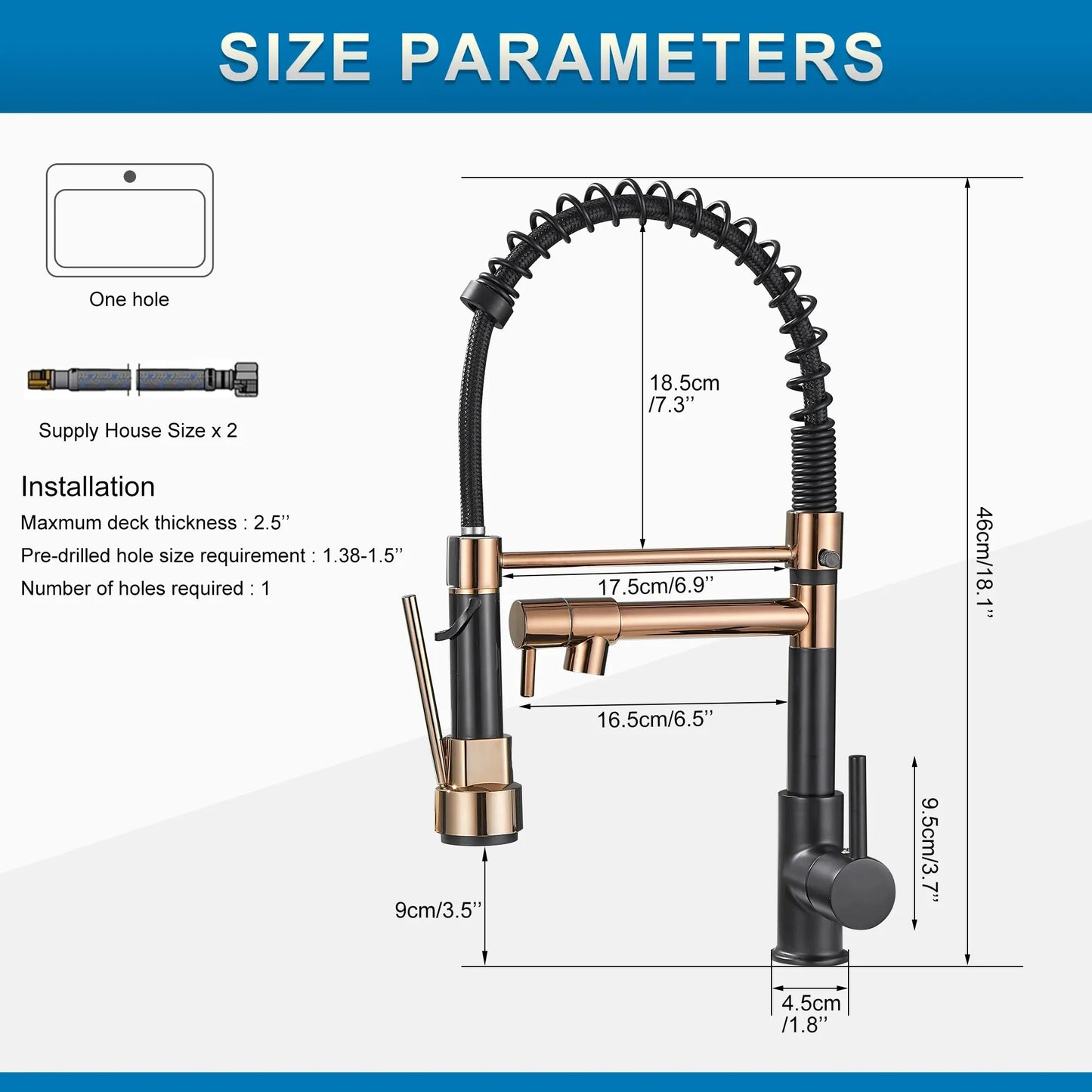 Kitchen Faucet with Pull Down Sprayer High Arc Single Handle Spring Kitchen Sink Faucet