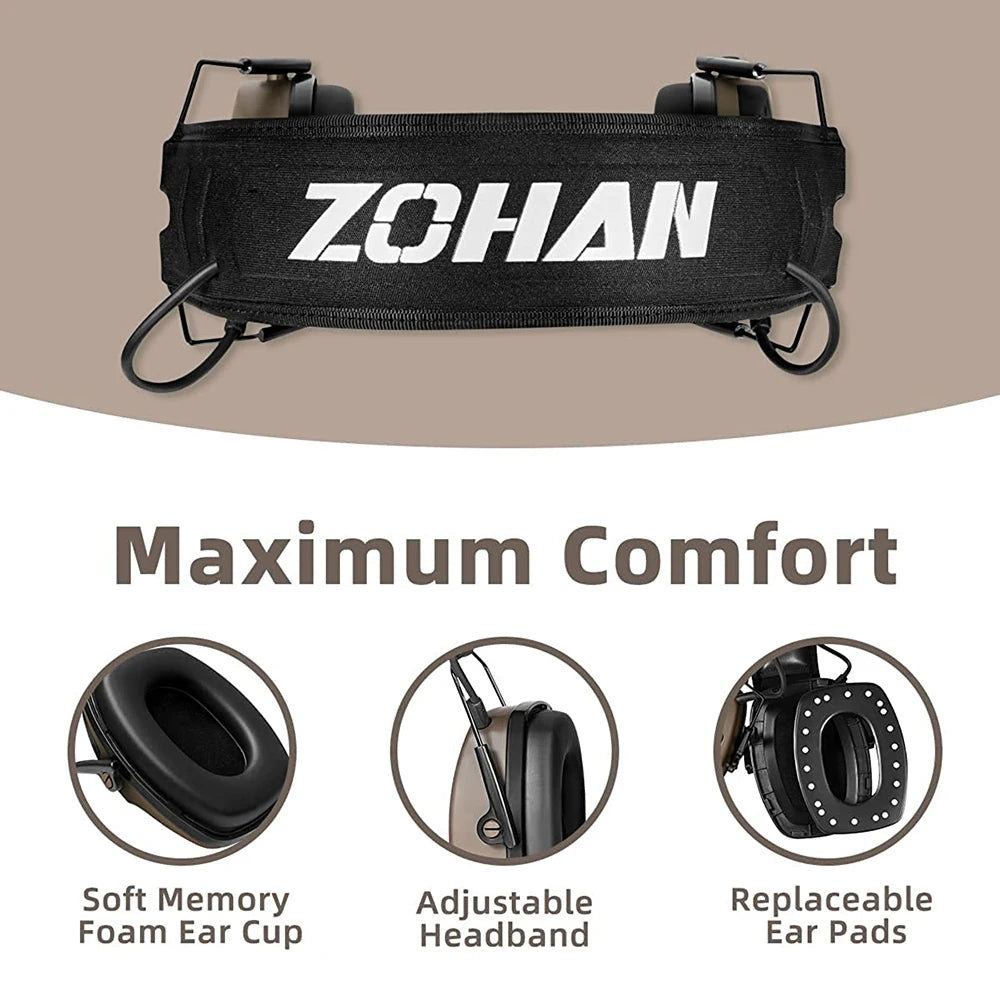 ZOHAN 5.0 Bluetooth Electronic Tactics Shooting Earmuffs Hearing Protection Active Noise Canceling With For Hunt Shoot Range