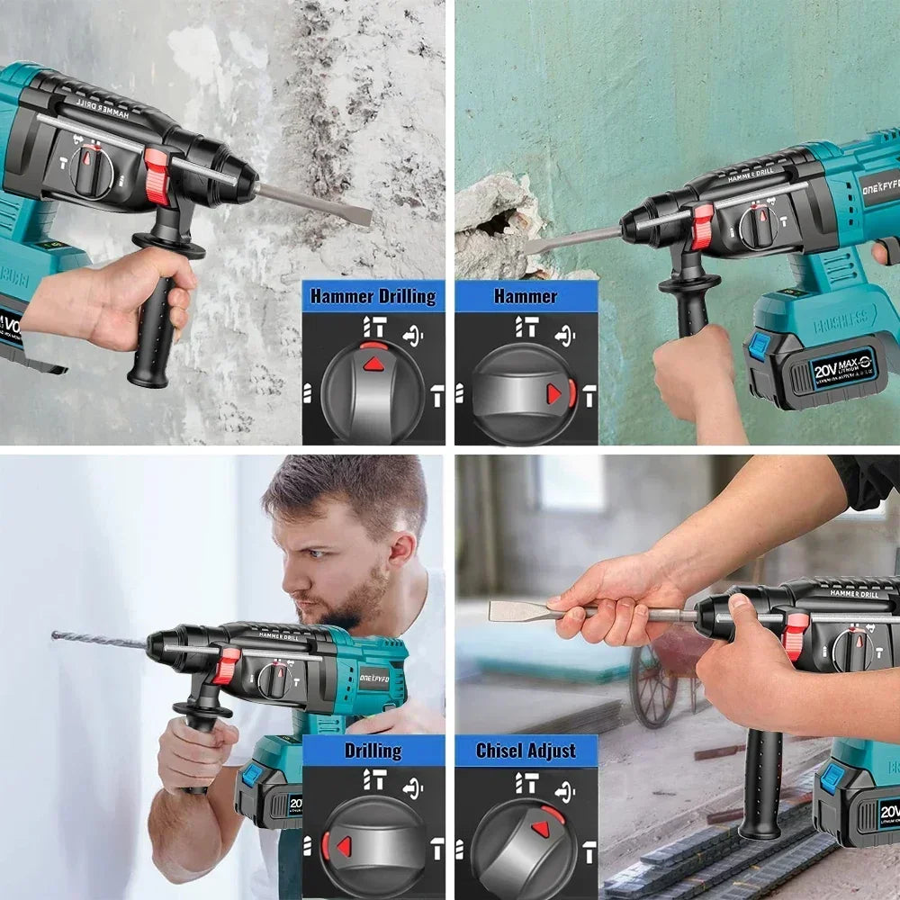 Brushless Electric Hammer Impact Rotary Drill Cordless Screwdriver Rechargeable large Torque Power Tools For Makita 18V Battery