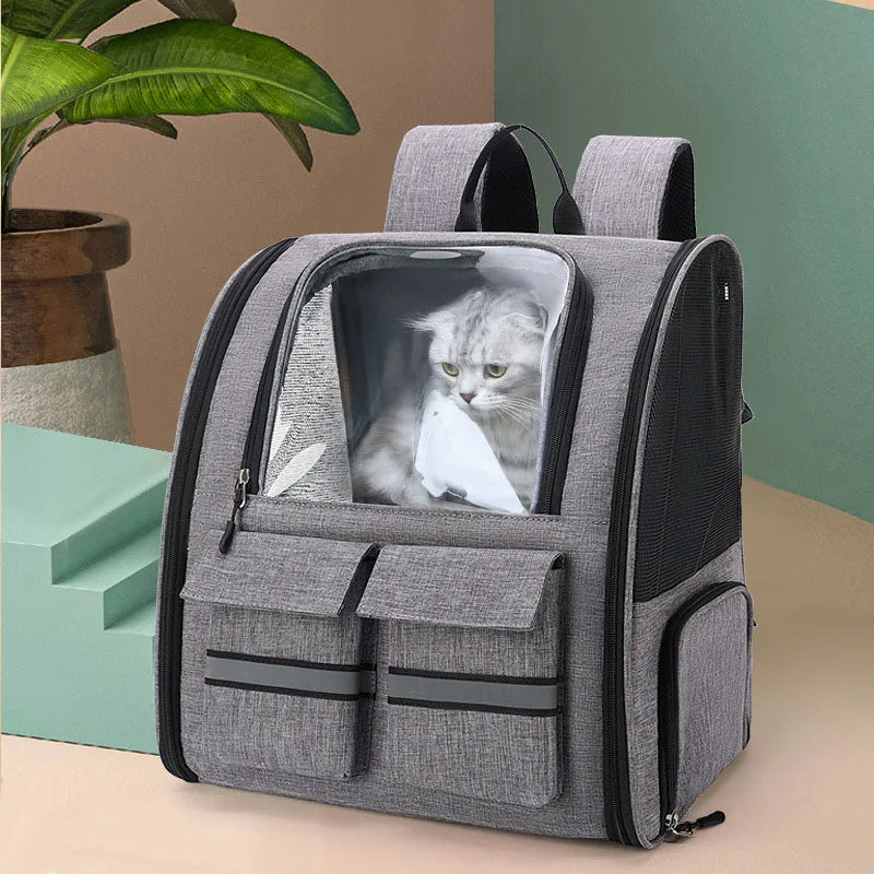 Breathable Pet Trolley Case Portable cat Backpack large Detachable Cat dog Travel Carrier Bag Outdoor Ventilation pet bag Pocket