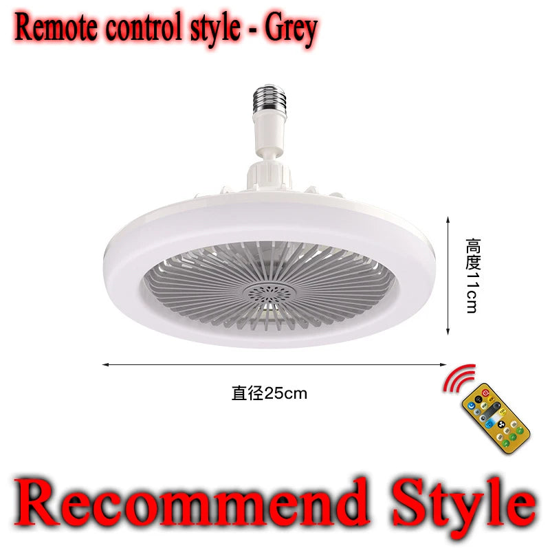 30w Ceiling Fan with Lighting Lamp E27 Converter Base with Remote Control Manual Switch for Bedroom Living Home Silent Ac85-265v