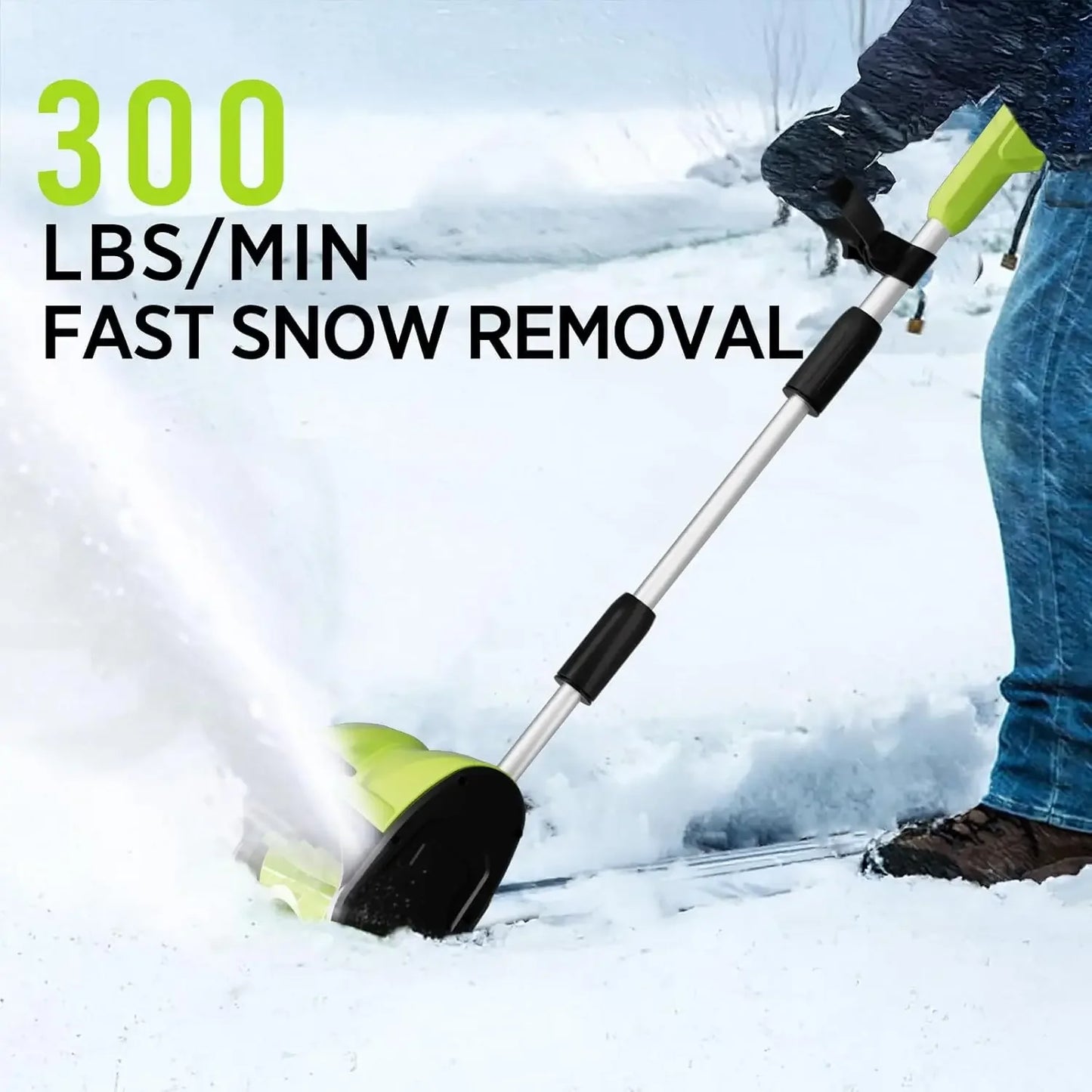 21V Cordless Snow Shovel, 12-Inch Battery Powered Snow Blower with Directional Plate, 20-Feet Snow Throwing Distance