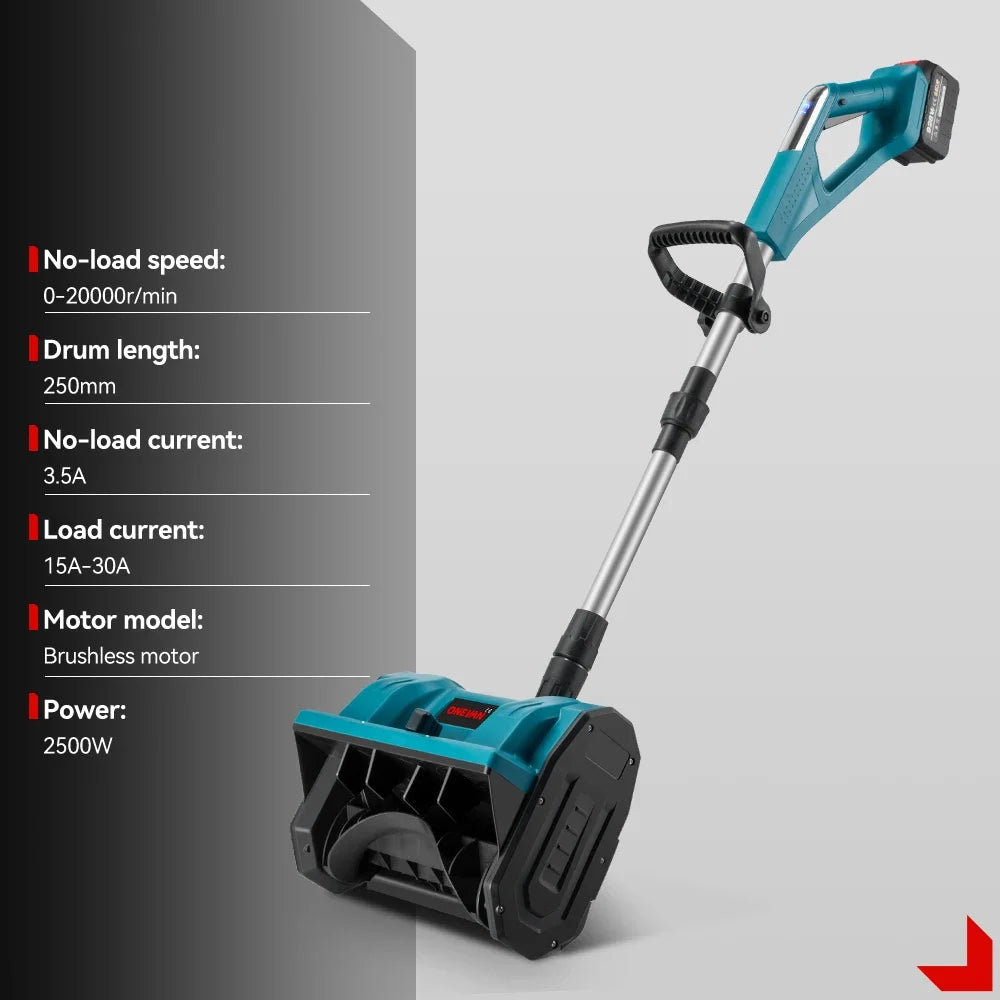 Brushless 2500W Electric Snow Plow Snow Sweeper 250mm Digital Cordless Snow Shovel Clean Street Courtyard For Makita 18V Battery