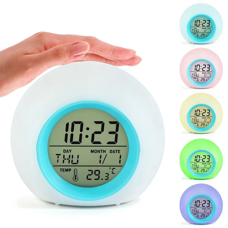 1/3/6PCS Kids Digital Alarm Clocks 7 Colors LED Change Night Light Spherical Touch Control Wake Up Electronic Clock Children