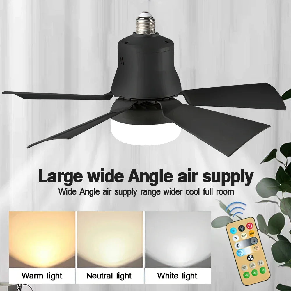 LED Ceiling Fan With Light Remote Control Dimmable E27 Base Wireless 30W 3 Wind Speed Fans Lighting For Bedroom and Living Roo