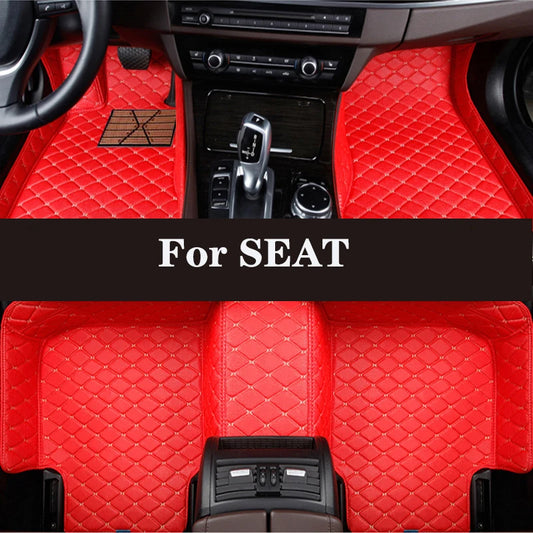 Full Surround Custom Leather Car Floor Mat For SEAT Ateca Arona Ibiza Leon Toledo Exeo Auto Parts