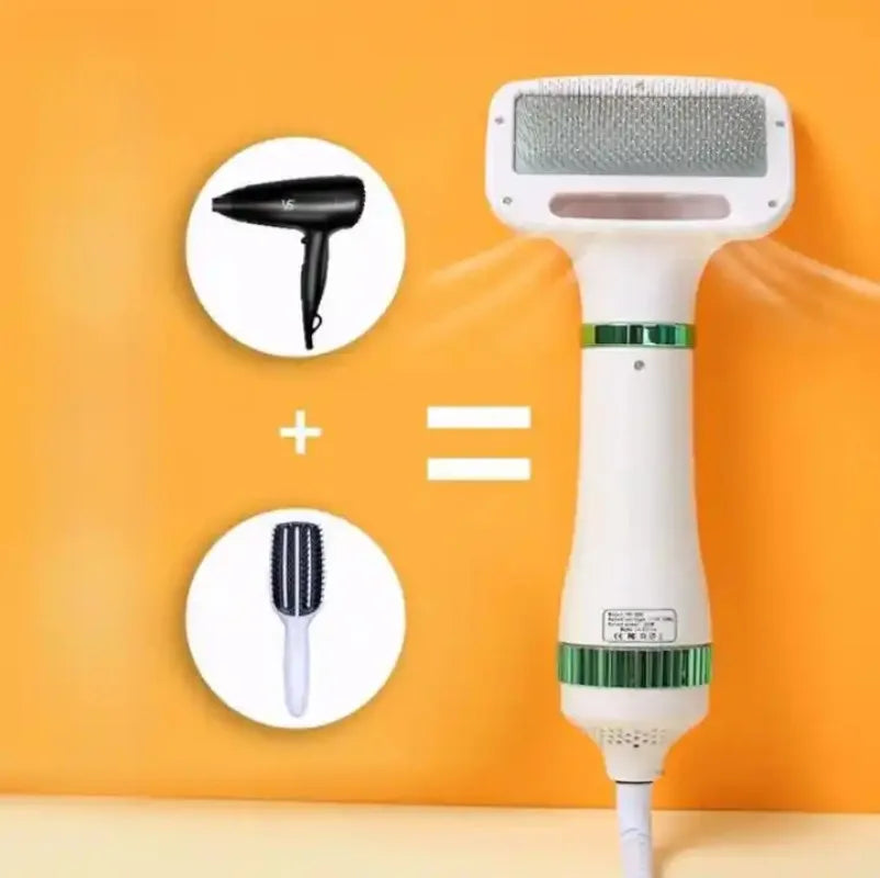 Pet Hair Dryer 2 with Slicker Brush Grooming for Cat and Dog Brush Professional Home Grooming Furry Drying Portable Dog Blower