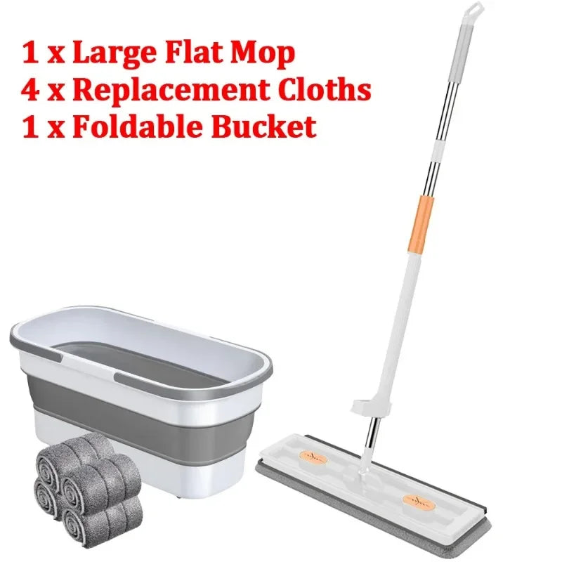 Enlarged Floor Mop With Mop Bucket Hand Washing Free Lazy Mop Squeeze Household Automatic Dehydration Magic Flat Mops Cleaning