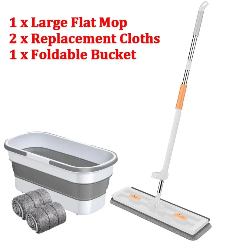 Enlarged Floor Mop With Mop Bucket Hand Washing Free Lazy Mop Squeeze Household Automatic Dehydration Magic Flat Mops Cleaning