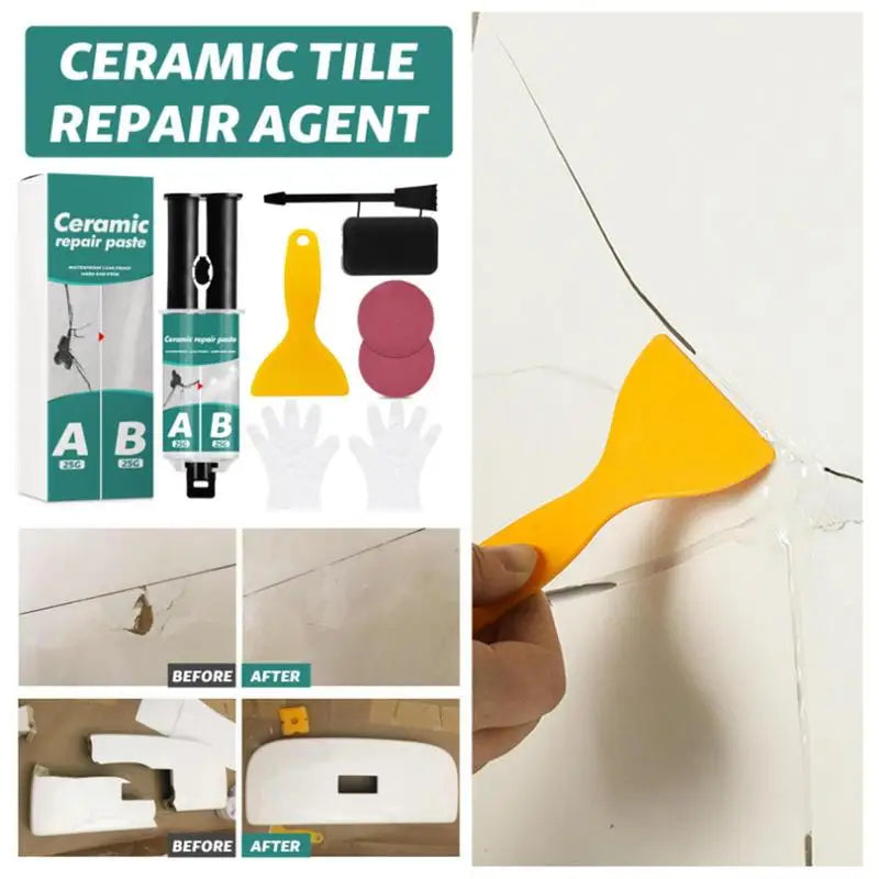 Tile Repair Paste Kit Magic Acrylic Gap Filler Marble Floor Tile Toilet Washbasin Repair Glue Crack Caulk Glue For Gouges Porcel