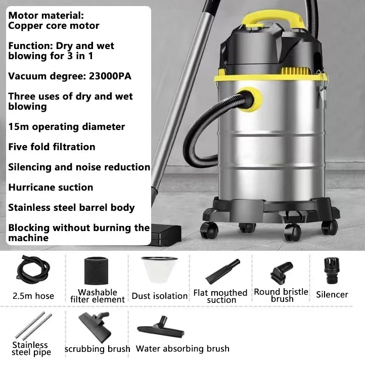 220V 3000W 25L 3 In 1 Household High Suction Dry And Wet Dual-purpose Vacuum Cleaner For Car Beauty Seam Cleaning Industrial