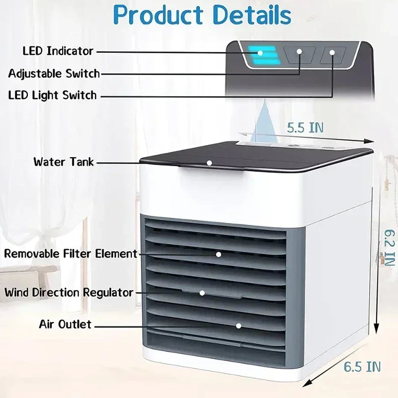 Portable Air Conditioner USB New Style 3 in 1 Purifying Humidifier Cooler with 3 Adjustable Speeds Home Offic