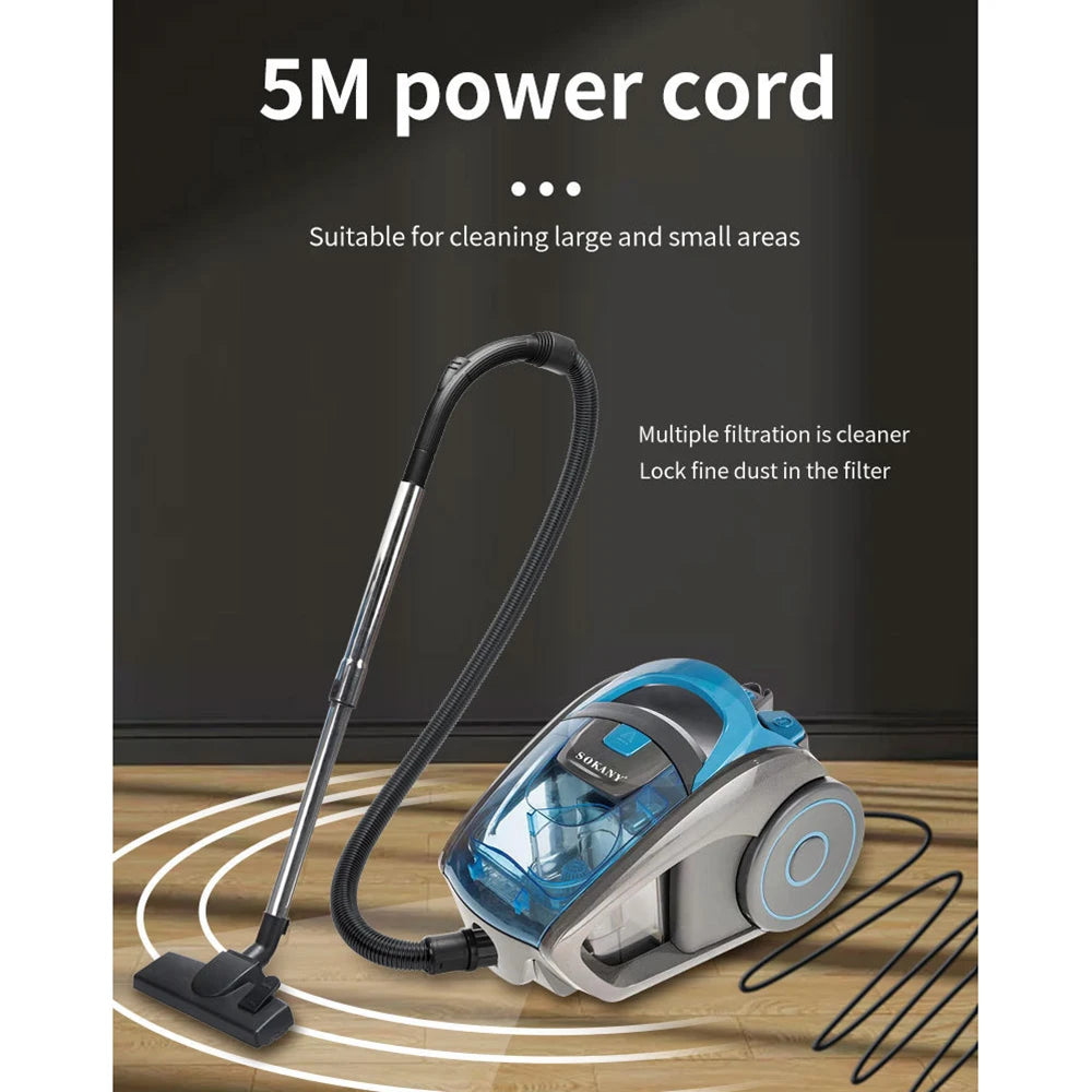 2500W 5M Cord Multifunction Silent Vacuum Cleaner, Household Dry And Wet Cleaning Machine, High Power Vacuum Cleaner