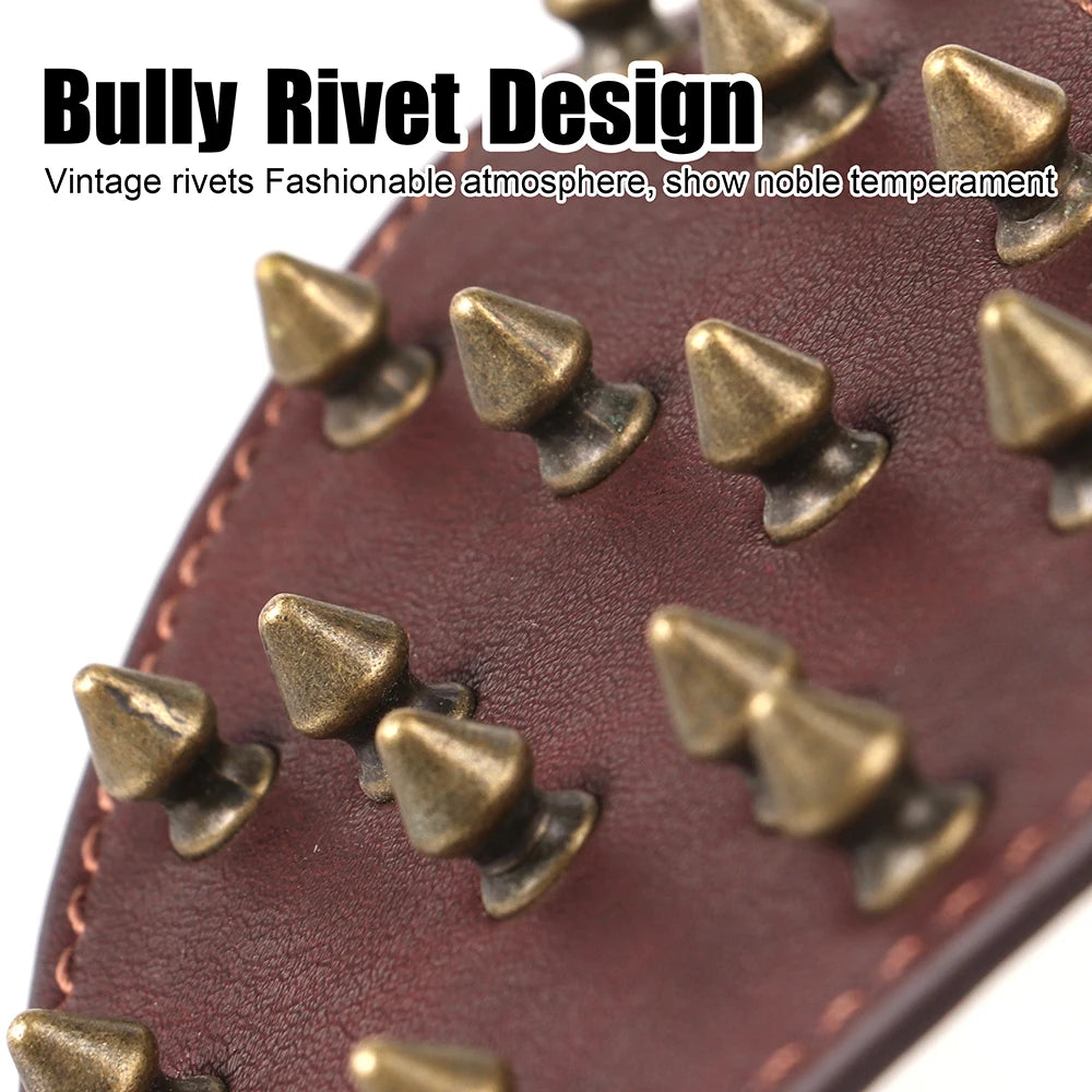 Durable Spiked Studded Dog Harness Big Dogs Genuine Leather Harnesses Pet Training Vest for Large Dogs Labrador Bulldog