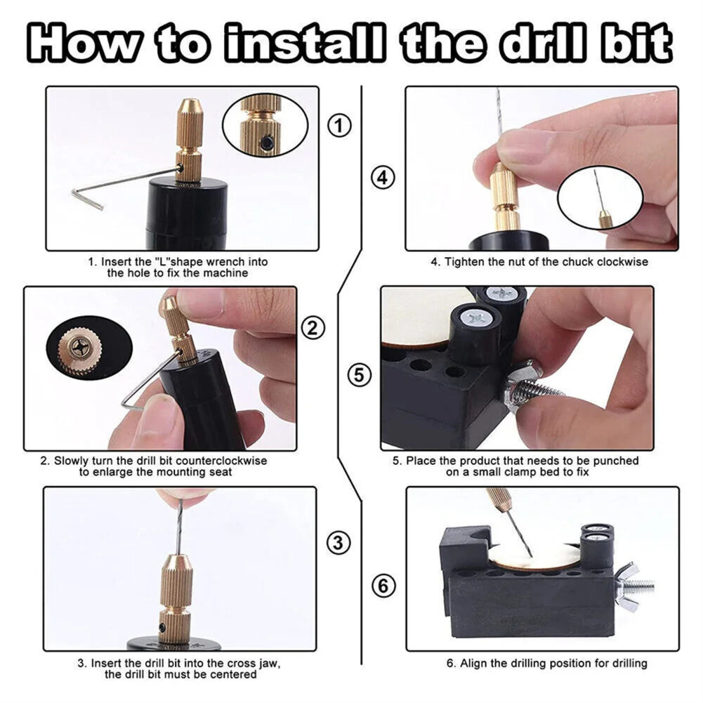 Electric Hand Drill Tools Set Mini Electric Drill With Usb Cable Round Drill Body Wrench 10 Twist Drill Bits 100 Eye Screws 1100