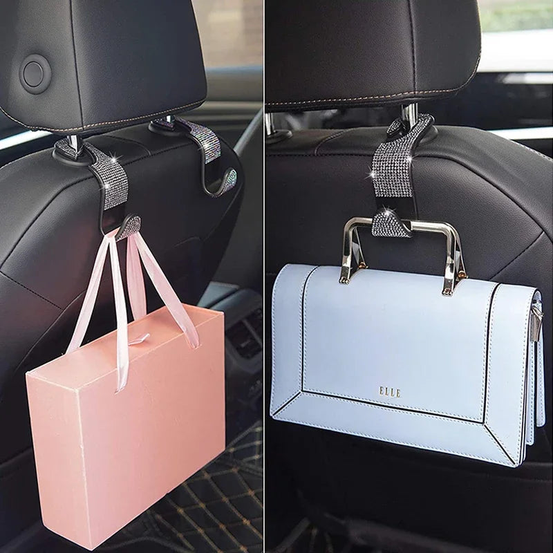 Rhinestone Car Seat Back Hook Hanger Auto Back Universal Headrest Mount Storage Holder Car Interior Accessories