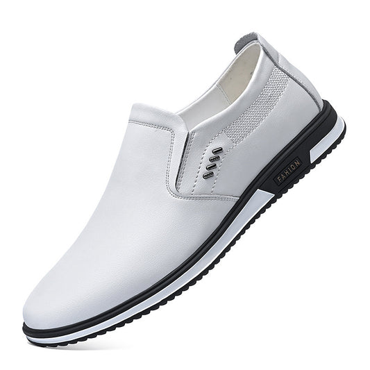 Leather Shoes Men's Leather New Men's Business Casual White Shoes