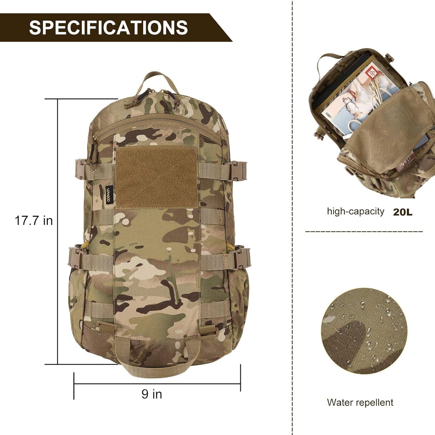 Tactical Backpack Men Military Assault Pack Outdoor Hiking Rucksack