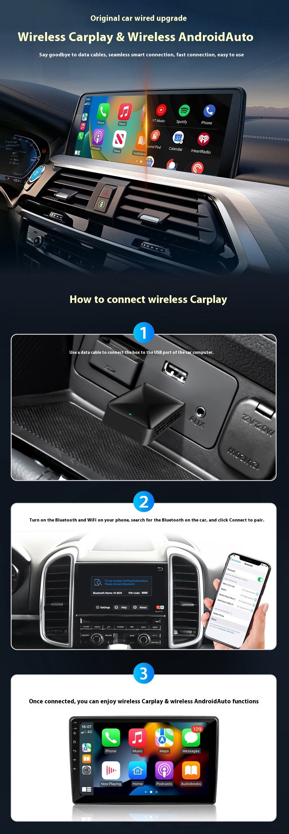 Wired To Wireless Carplay Box Wireless Carplay Module