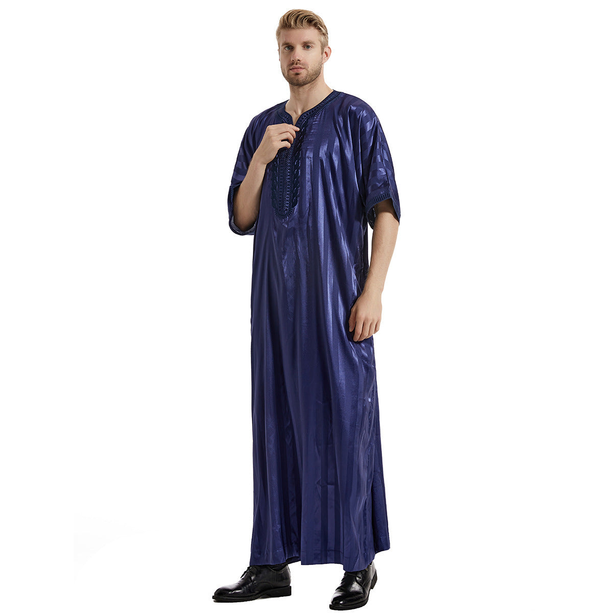 Men's Fashion Robe Stripe Embroidery