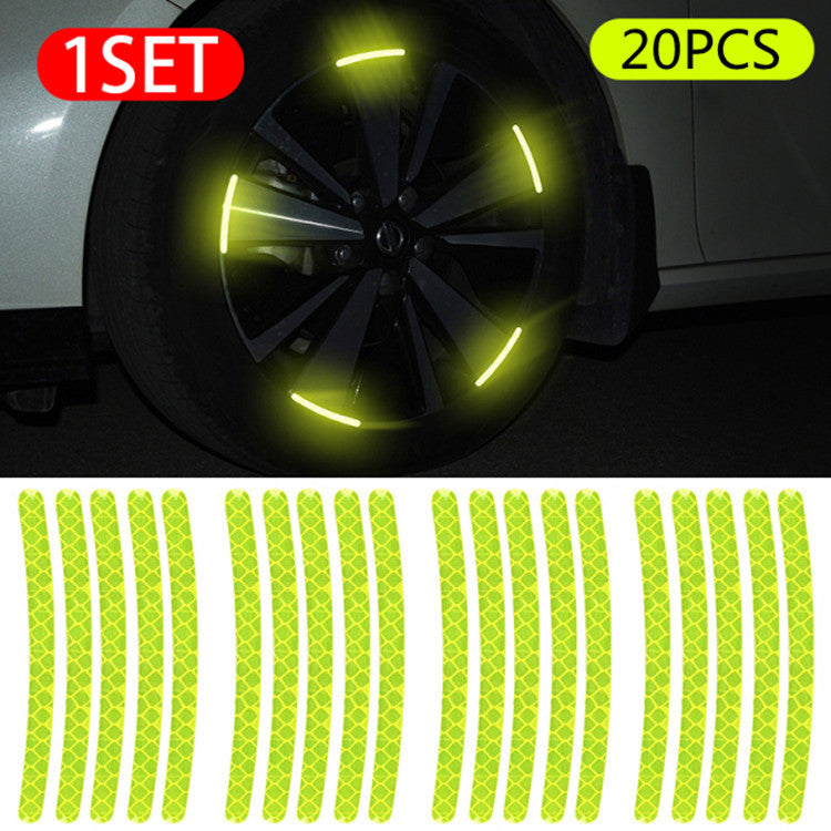 20PCs Car Wheel Hub Reflective Sticker Tire Warning Label