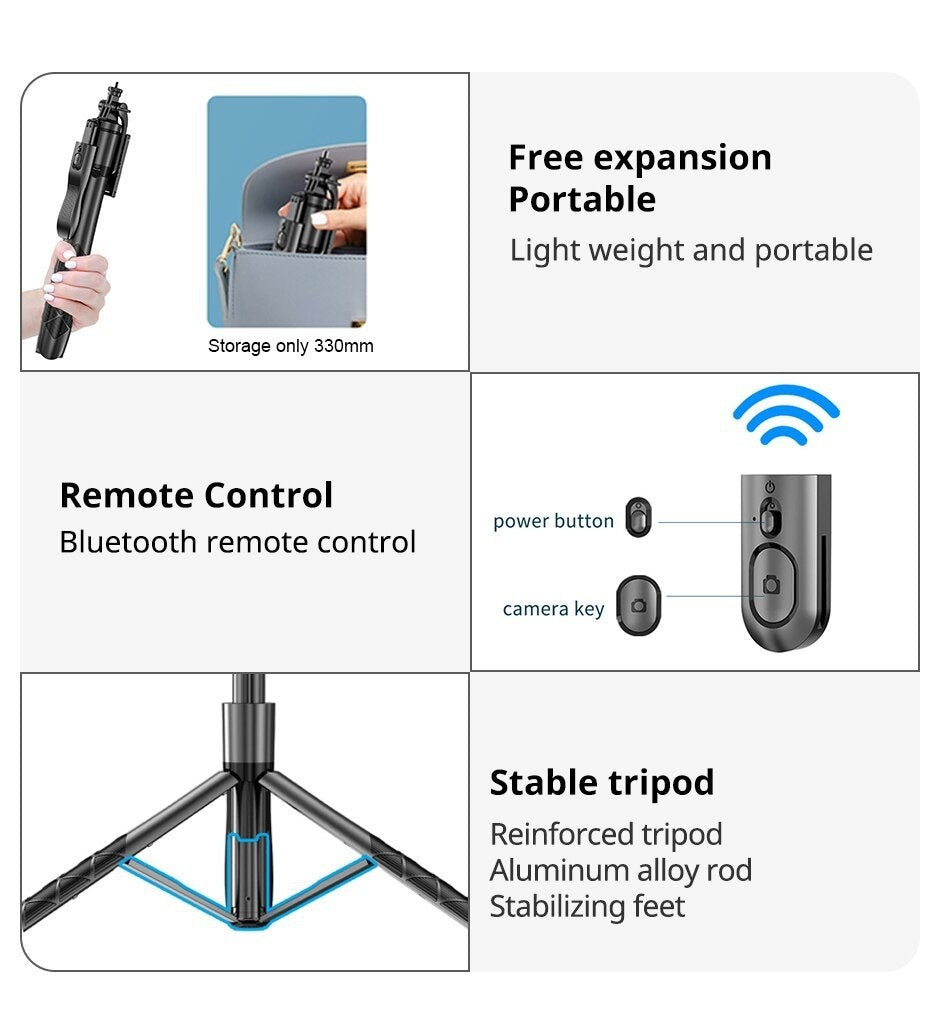 Cross-border Selfie Stick Double Fill Light Bluetooth Handheld Stabilizer Floor Telescopic Rod Stand For Live Streaming