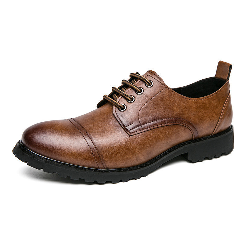 Three-joint Leather Shoes Men's Business Formal Wear Business Casual Round Head