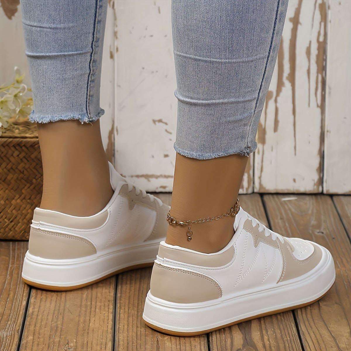 Women's Fashion Round Toe Color-blocking Casual Shoes