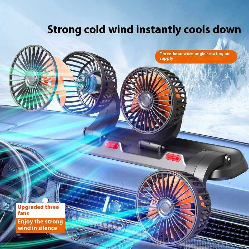 Car Fan Three-head Rotating Five-seat Shared Strong Wind Universal Car Fan