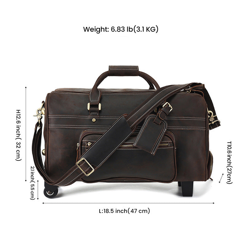 Leather Retro Portable Travel Bag For Men