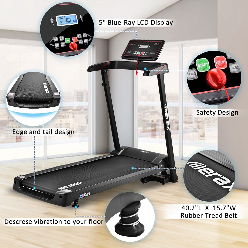 TREXM Folding Treadmill Electric Walking Running Exercise Fitness Machine with LCD Display